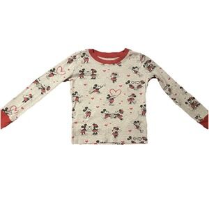 Pottery Barn Kids Mickey Minnie Mouse Disney  Pajama Top Valentines Kids Sz 8